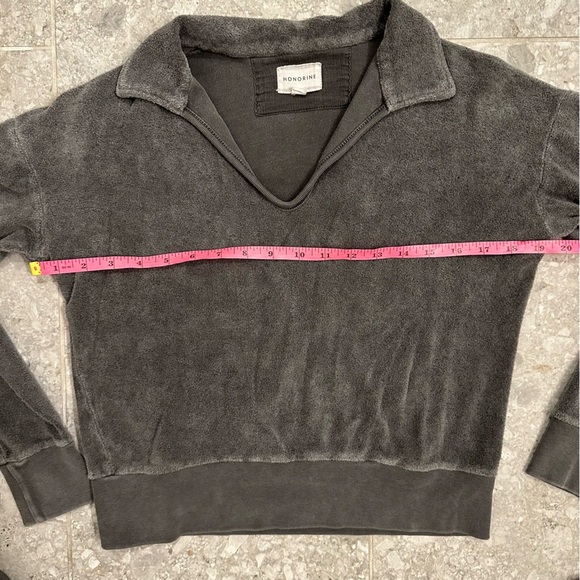 Honorine Hunter Polo Sweatshirt women’s size XS cropped grey Sherpa fleece top - Picture 6 of 6